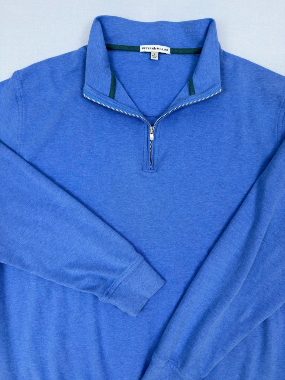 Peter Millar Men's Heathered Royal Blue Half‑Zip Sweater